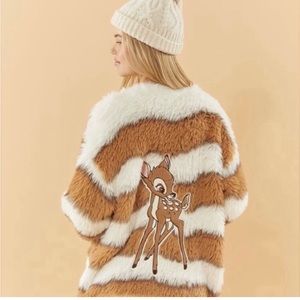 Forever 21 Disney Bambie faux fur sweater cardigan